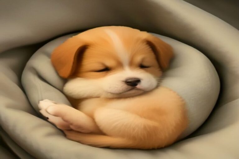 A sleeping puppy breathing gently